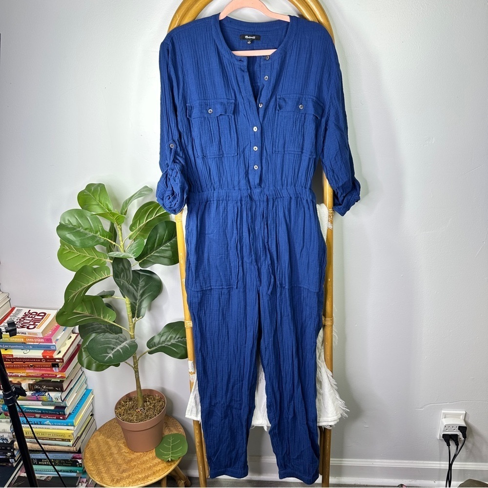 Madewell Navy Gauze Jumpsuit sz 6 - Picture 5 of 8
